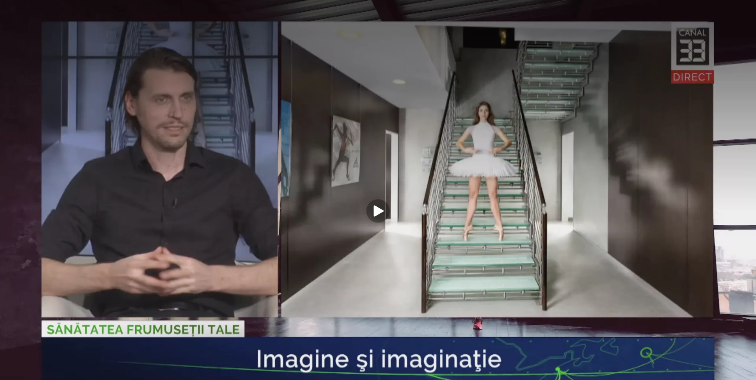 Cadru din emisiunea Imagine și imaginație de la Canal 33, cu Marius Tudose invitat
